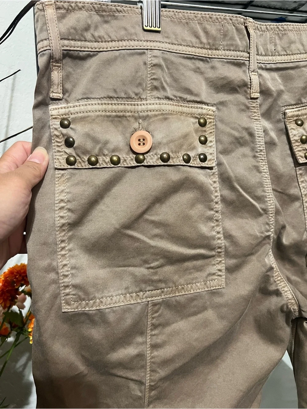 NWT Calvin Rucker Tan Studded Pants